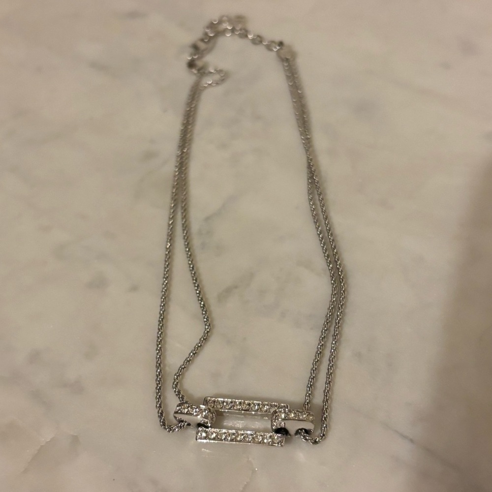 Dior Crystal Rhinestone Silver-Toned Choker Necklace - Picture 2 of 8